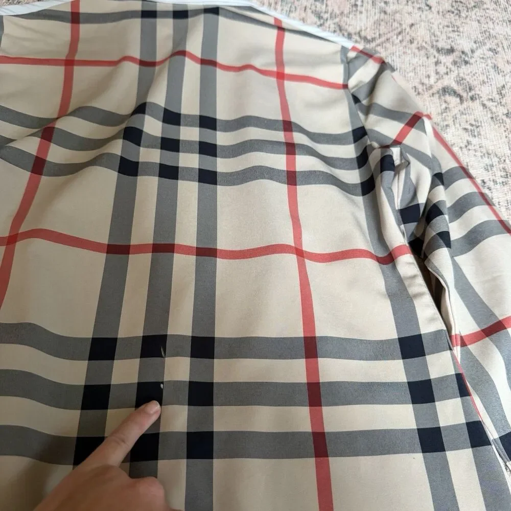 Burberry Brit Shirt Check Trim Women's Sz L Long Sleeve Cotton Career Designer - Picture 13 of 16